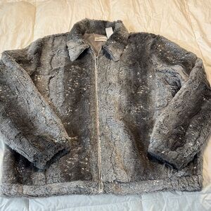 Alfred Dunner Gray Faux Fur Jacket